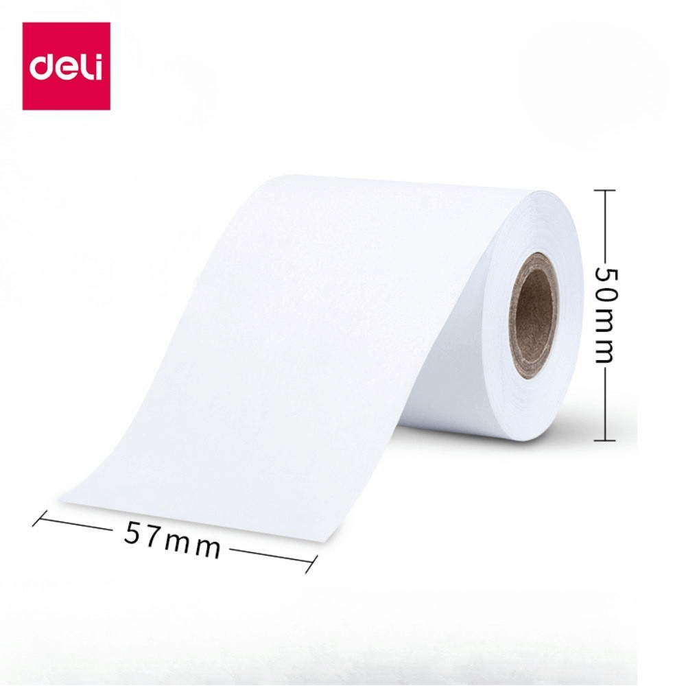 กระดาษสติ๊กเกอร์ความร้อน DELI 3202-WH-01 ขนาด 50X57 มม. สีขาว (1 ม้วน)_7